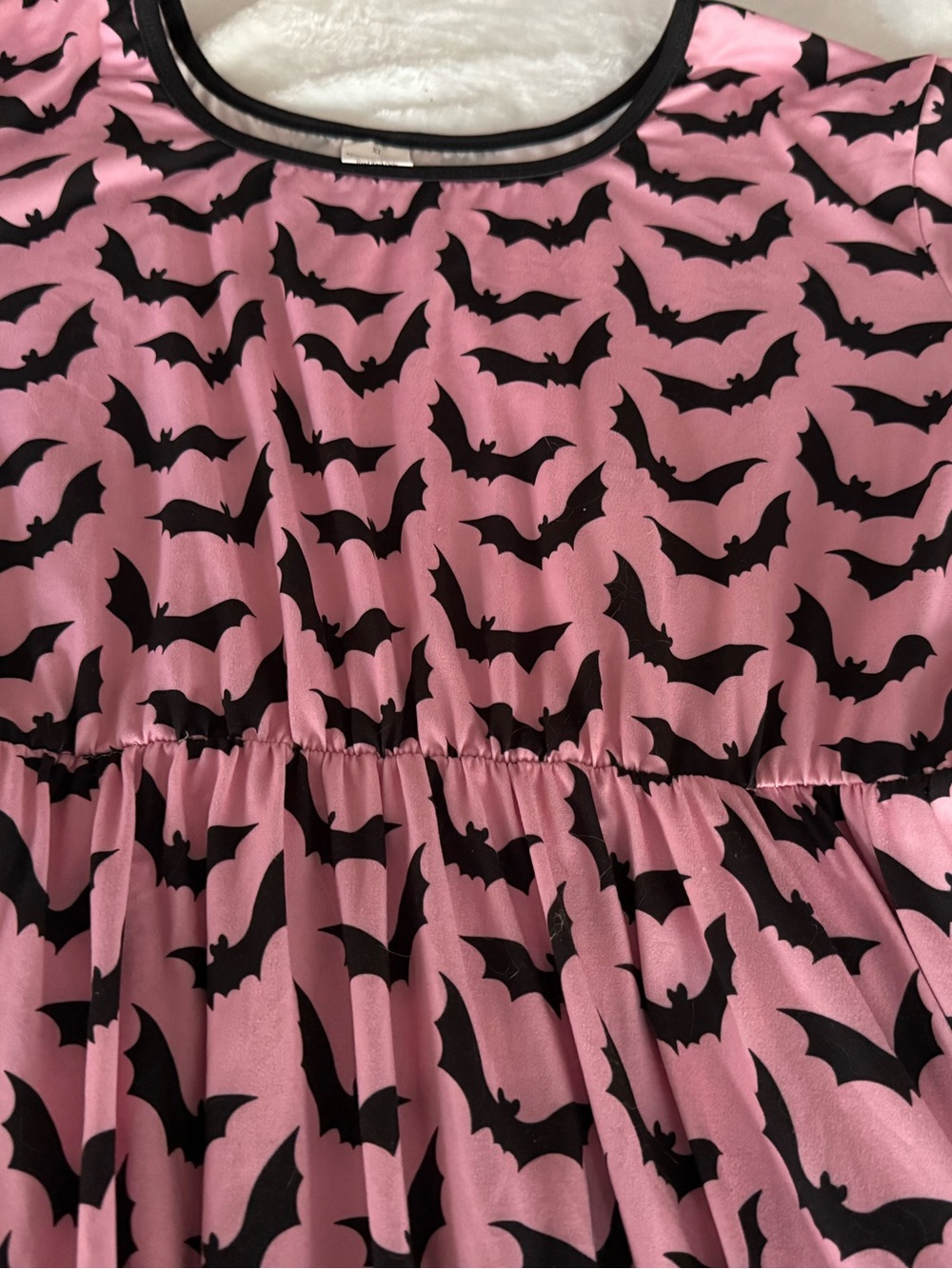 Boutique BAT Print Pink Dress Women’s XL Retro Gothic Halloween Goth Pastel - Picture 4 of 6